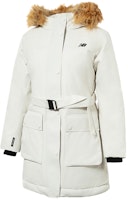 (Women) New Balance White Hooded Long Down Jacket with Fur Collar. AWJ34318CIC (Women) New Balance White Hooded Long Down Jacket with Fur Collar. AWJ34318CIC