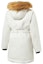 Lookbook (Women) New Balance White Hooded Long Down Jacket with Fur Collar. AWJ34318CIC