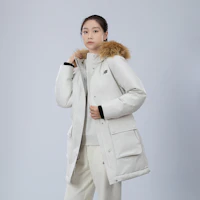 Purchase (Women) New Balance White Hooded Long Down Jacket with Fur Collar. AWJ34318CIC