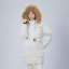 Sizing (Women) New Balance White Hooded Long Down Jacket with Fur Collar. AWJ34318CIC