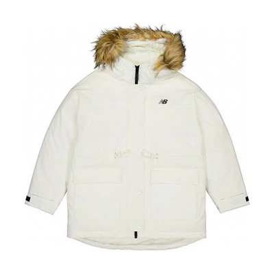 (Women) New Balance White Hooded Short Down Jacket - Warm and Stylish. AWJ33325-CIC