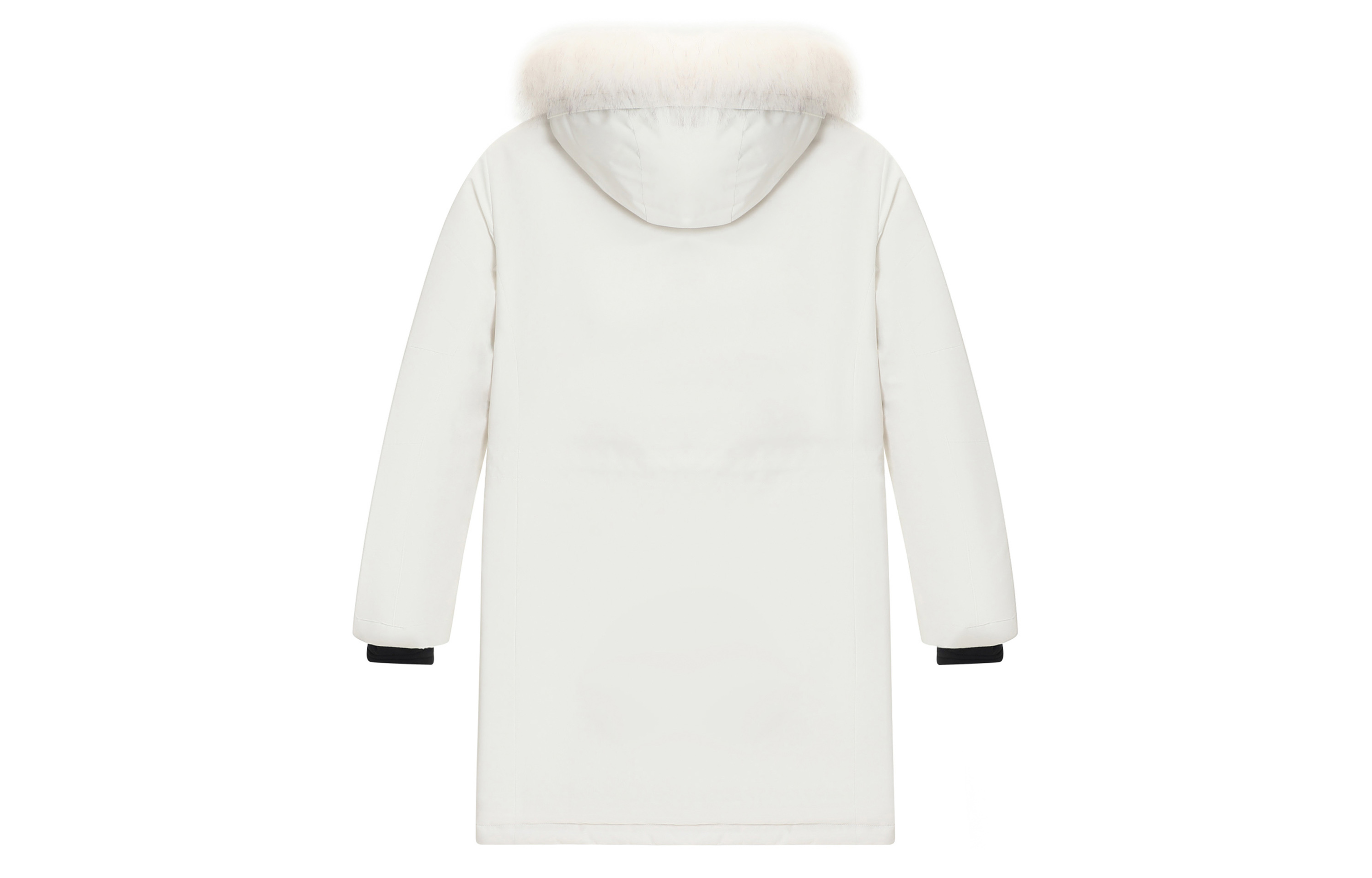 Lookbook (W) New Balance Jaket Puffer Hoodie Putih Logo dengan Pinggiran Bulu. 5PC44432-IV