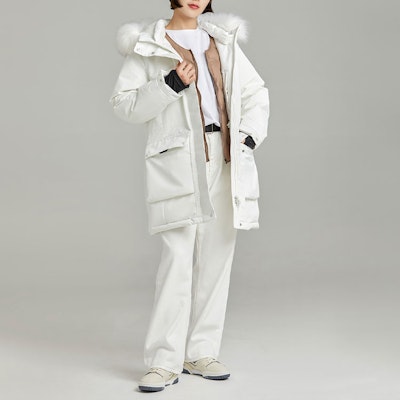 (W) New Balance Jaket Puffer Hoodie Putih Logo dengan Pinggiran Bulu. 5PC44432-IV Shop (W) New Balance Jaket Puffer Hoodie Putih Logo dengan Pinggiran Bulu. 5PC44432-IV