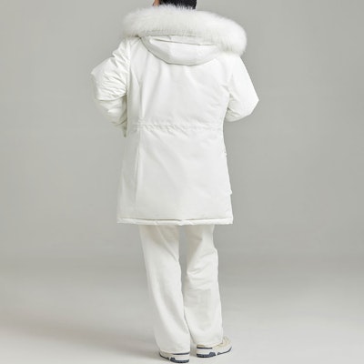 (W) New Balance Jaket Puffer Hoodie Putih Logo dengan Pinggiran Bulu. 5PC44432-IV Purchase (W) New Balance Jaket Puffer Hoodie Putih Logo dengan Pinggiran Bulu. 5PC44432-IV