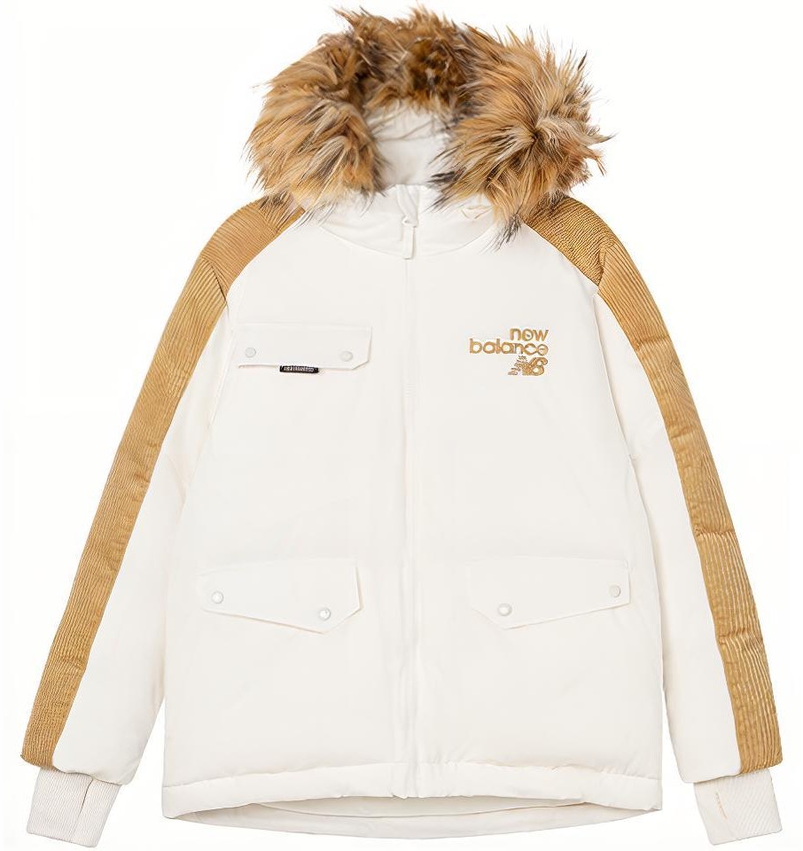 women-new-balance-white-patchwork-corduroy-hooded-down-jacket-with-fur-trim-awj-24306-cic