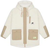 (Women) New Balance Winter Sherpa Fleece Hoodie Jacket - Off-White AWJ21303-IV (Women) New Balance Winter Sherpa Fleece Hoodie Jacket - Off-White AWJ21303-IV