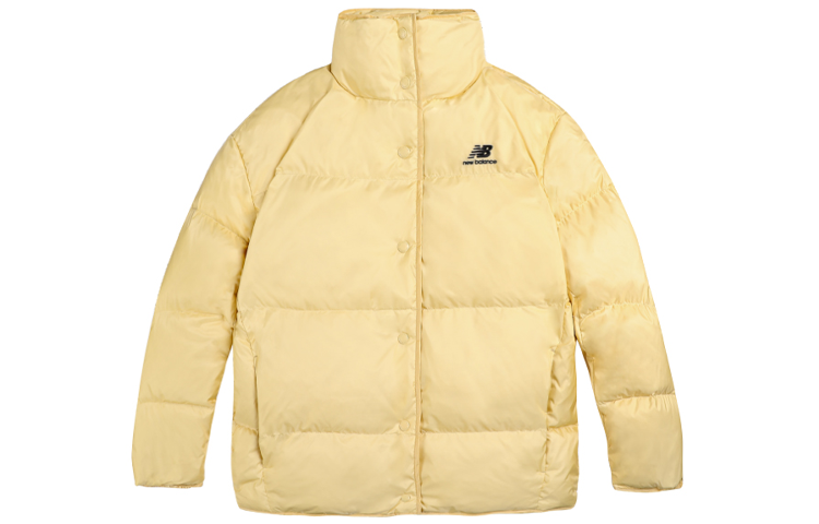 (Women) New Balance  Winter Yellow Puffer Jacket with Logo and Zipper High Collar. 5PB4U152-YL