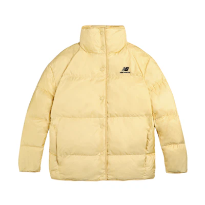 (Women) New Balance Winter Yellow Puffer Jacket with Logo and Zipper High Collar. 5PB4U152-YL