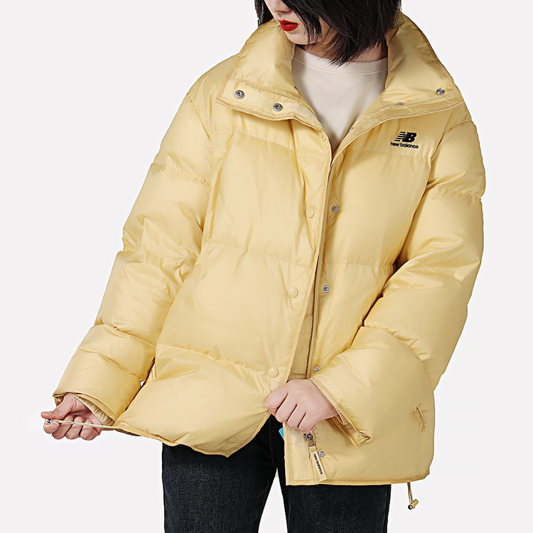 Details for (Women) New Balance  Winter Yellow Puffer Jacket with Logo and Zipper High Collar. 5PB4U152-YL