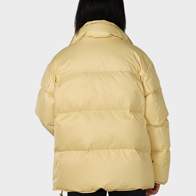 Cheap (Women) New Balance  Winter Yellow Puffer Jacket with Logo and Zipper High Collar. 5PB4U152-YL