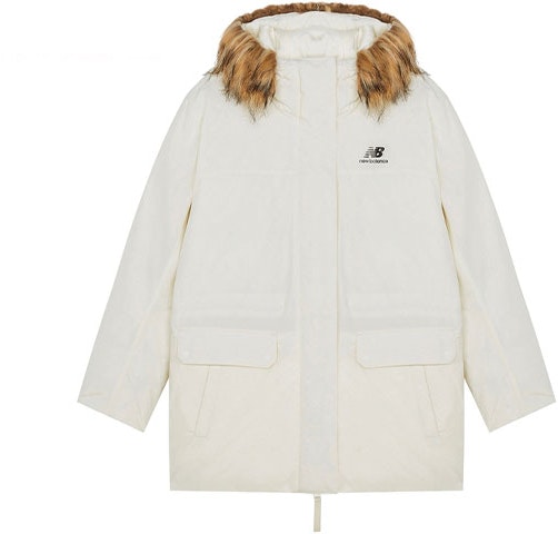 women-new-balance-beige-logo-hooded-down-jacket-with-fur-trim-winter-wear-awj-13340-sst
