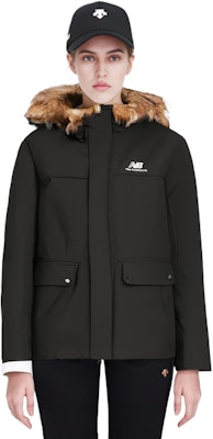 (Women) New Balance Black Down Jacket with Fur Hood Winter Coat Long Sleeve. AWJ13340-BK Sizing (Women) New Balance Black Down Jacket with Fur Hood Winter Coat Long Sleeve. AWJ13340-BK