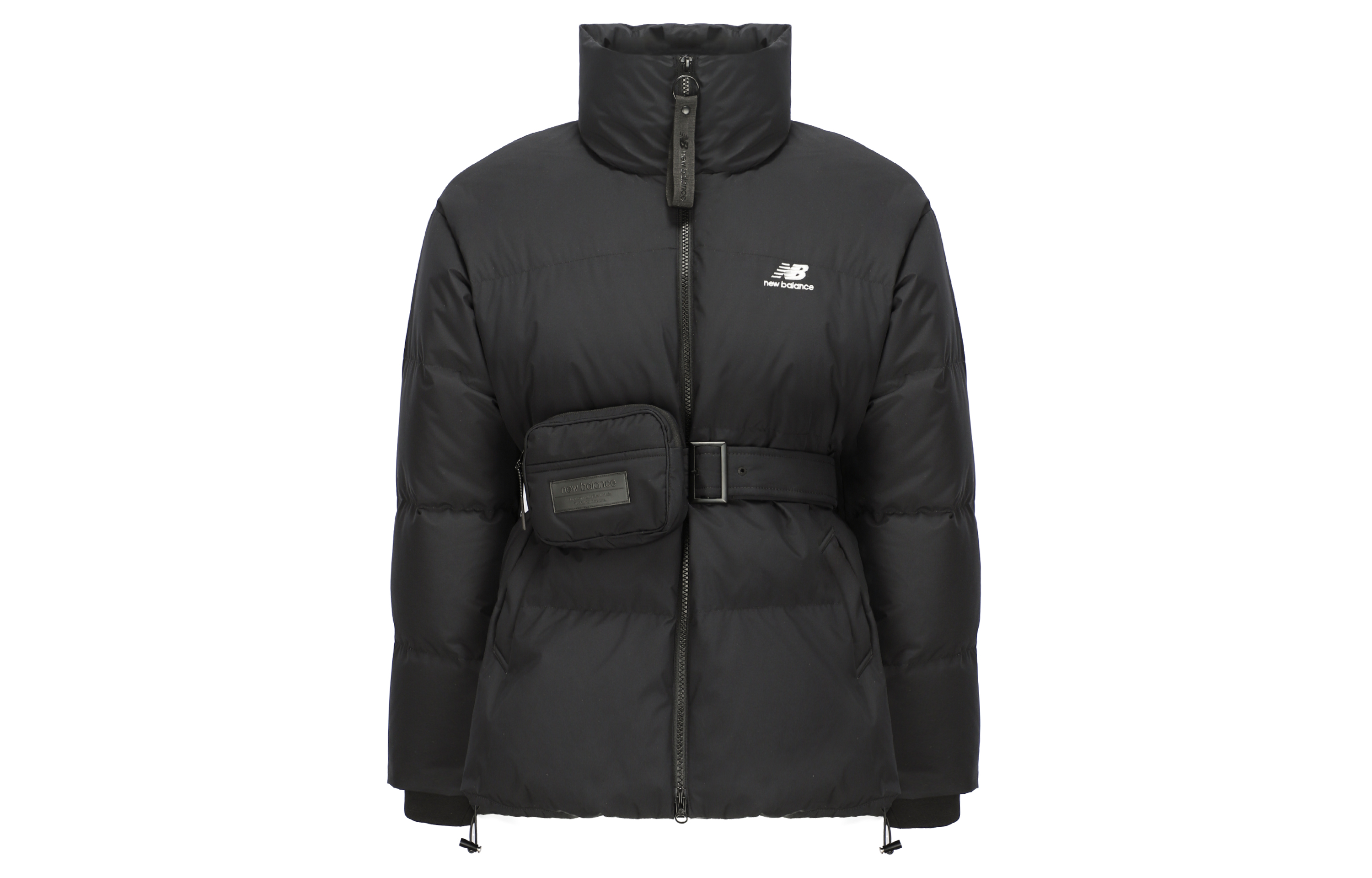 (Women) New Balance Black Winter Puffer Jacket with Fitted Waist. 5PB4U242-BK