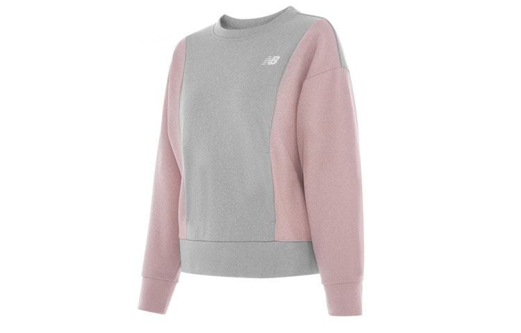 (Women) New Balance Casual Colorblock Pullover Sweatshirt Grey/Pink AWT03146-SP1