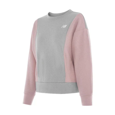 (Women) New Balance Casual Colorblock Pullover Sweatshirt Grey/Pink AWT03146-SP1