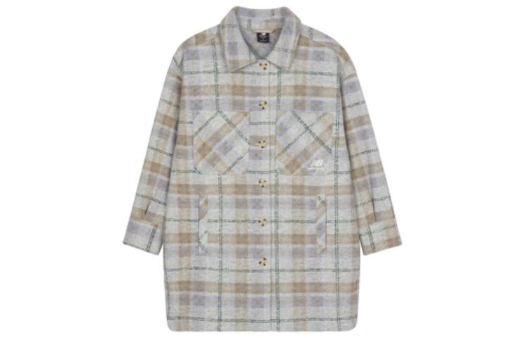 (Women) New Balance Embroidered Logo Polo Collar Colorblock Plaid Jacket AWJ31352-WM