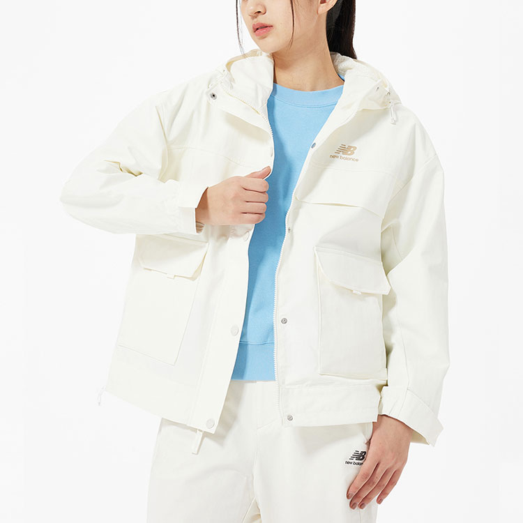 Details for (W) New Balance FW22 Jaket Hoodie Tenun Off-White AWJ23315-CIC