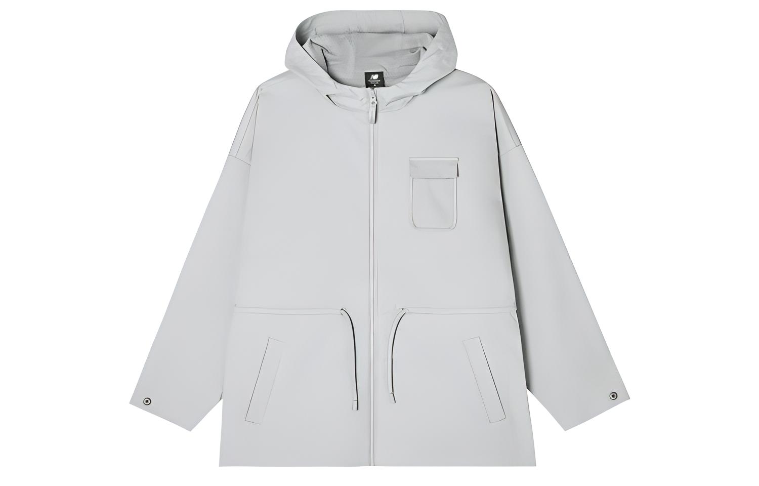 (Women) New Balance Logo Woven Hooded Jacket Light Grey AWJ11383-OGR