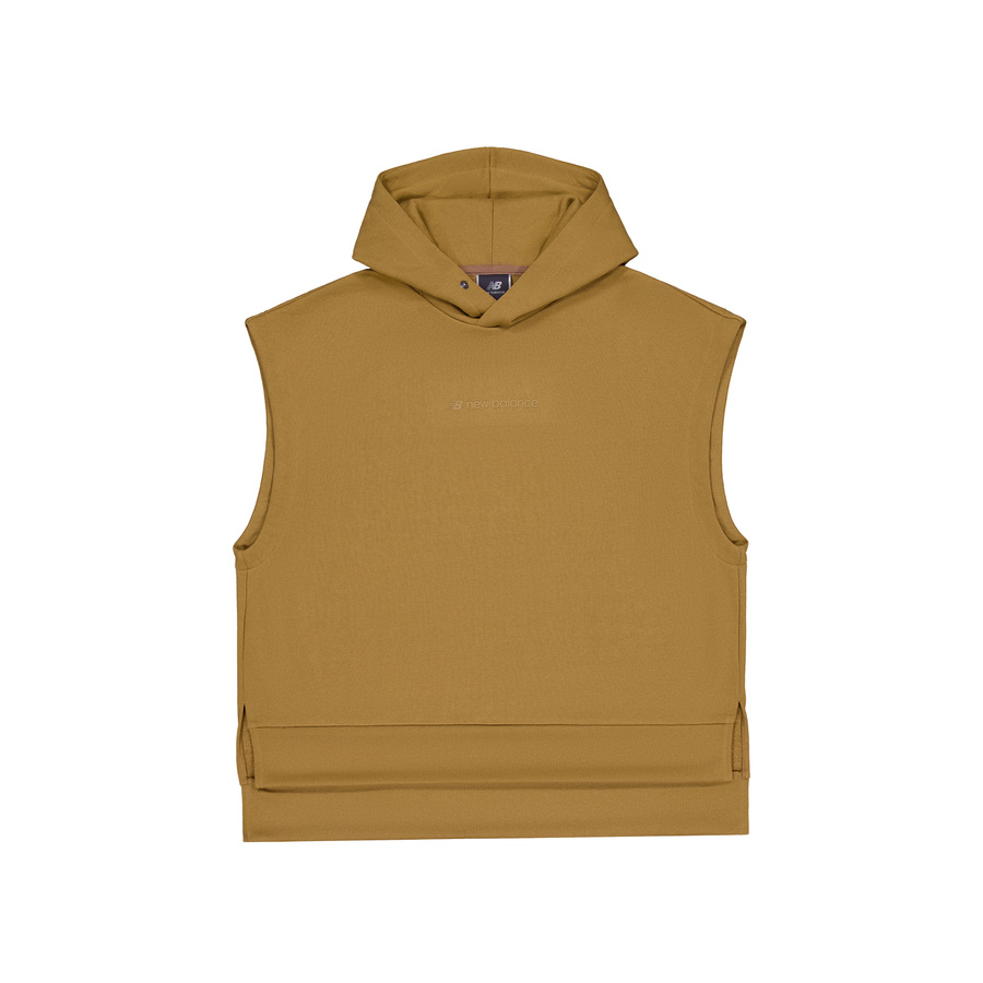 (Women) New Balance MET24 Sleeveless Hoodie Vest Women Beige Comfortable Casual Wear AWV45023-GIN