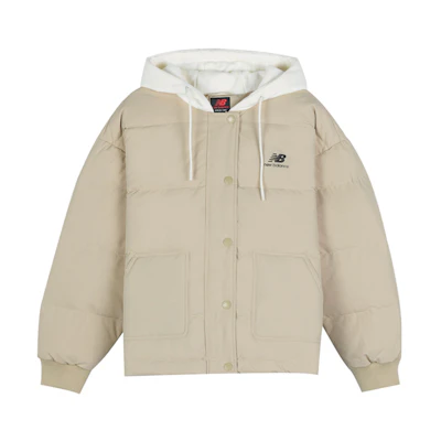 (Women) New Balance Short Hooded Down Jacket Winter Beige AWJ14362-PEB