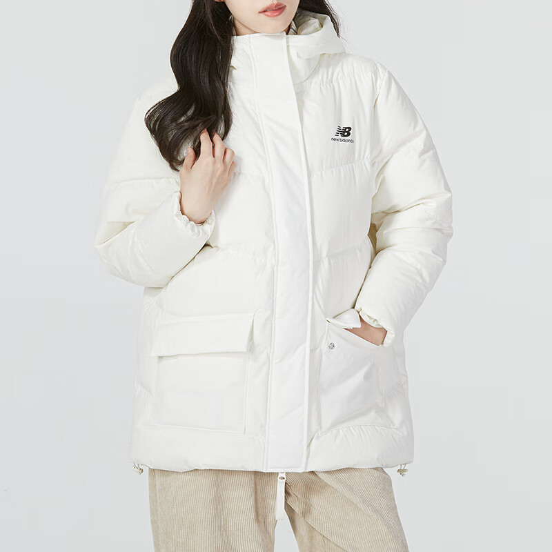 (Women) New Balance White Hooded Long Down Jacket with Multiple Pockets Winter. AWJ14367-NMC 圖 5