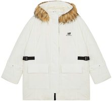 (Women) New Balance White Winter Hooded Down Jacket with Fur Collar. AWJ14352-NMC (Women) New Balance White Winter Hooded Down Jacket with Fur Collar. AWJ14352-NMC