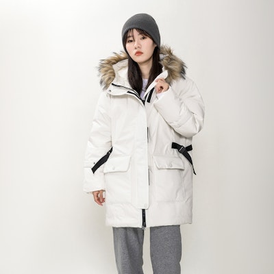 (W) Chaqueta blanca de invierno New Balance con capucha y cuello de piel. AWJ14352-NMC Purchase (W) Chaqueta blanca de invierno New Balance con capucha y cuello de piel. AWJ14352-NMC