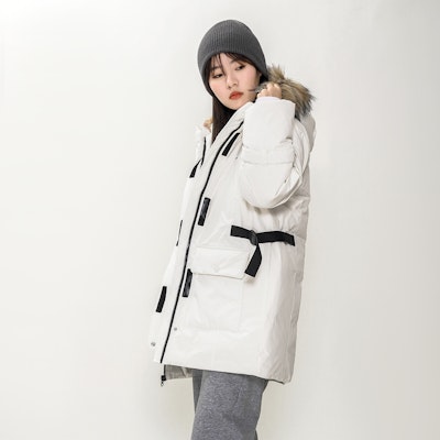 (W) Chaqueta blanca de invierno New Balance con capucha y cuello de piel. AWJ14352-NMC Sizing (W) Chaqueta blanca de invierno New Balance con capucha y cuello de piel. AWJ14352-NMC