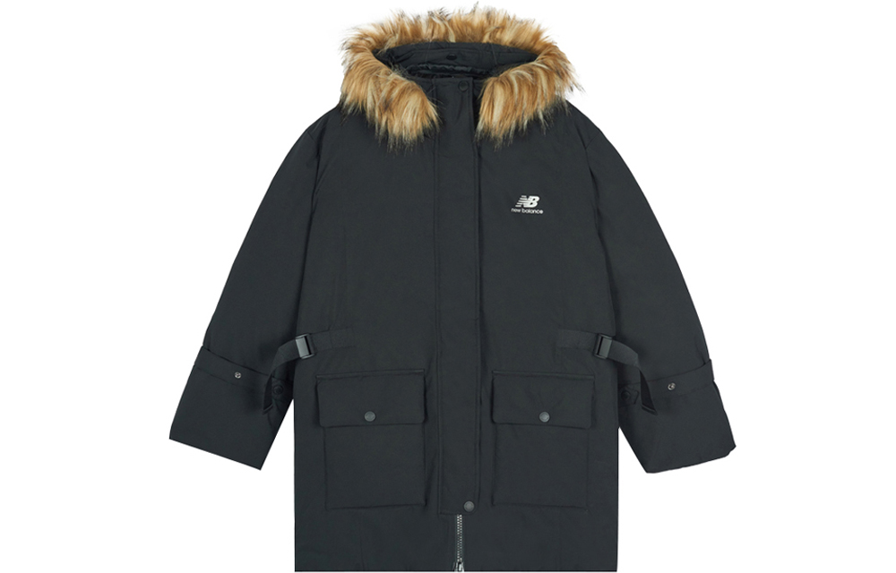 (Women) New Balance Winter Black Down Jacket with Warm Fur Hood. AWJ14352-BK