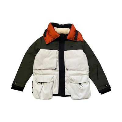(Women) New Balance Winter Short Down Jacket Colorblock Logo White. NP94N012-WT