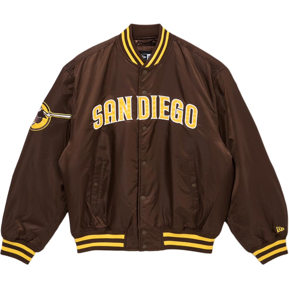 (Women) New Era MLB Contrast Letter Baseball Collar Jacket Brown () 14397901