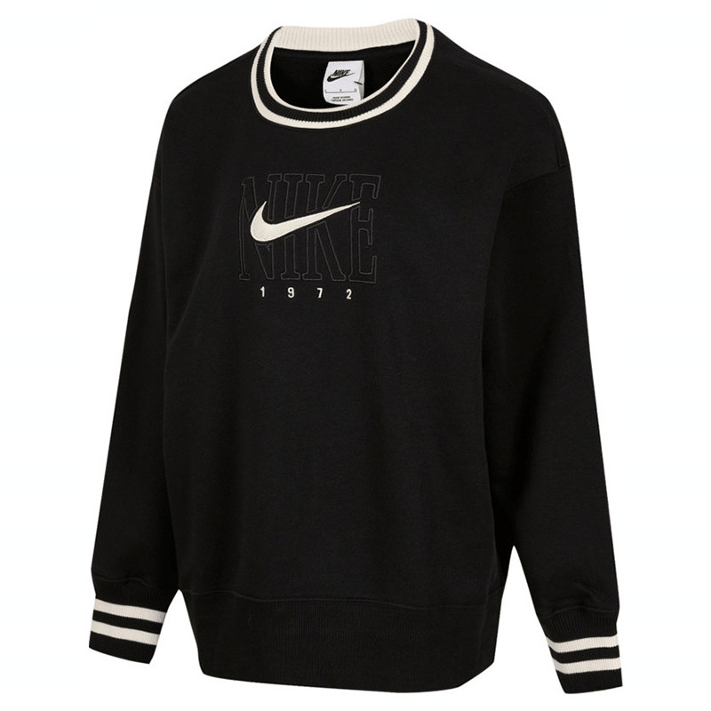 (Women) Nike 1972 College Style Striped Sweatshirt Pullover Black HJ0950-010