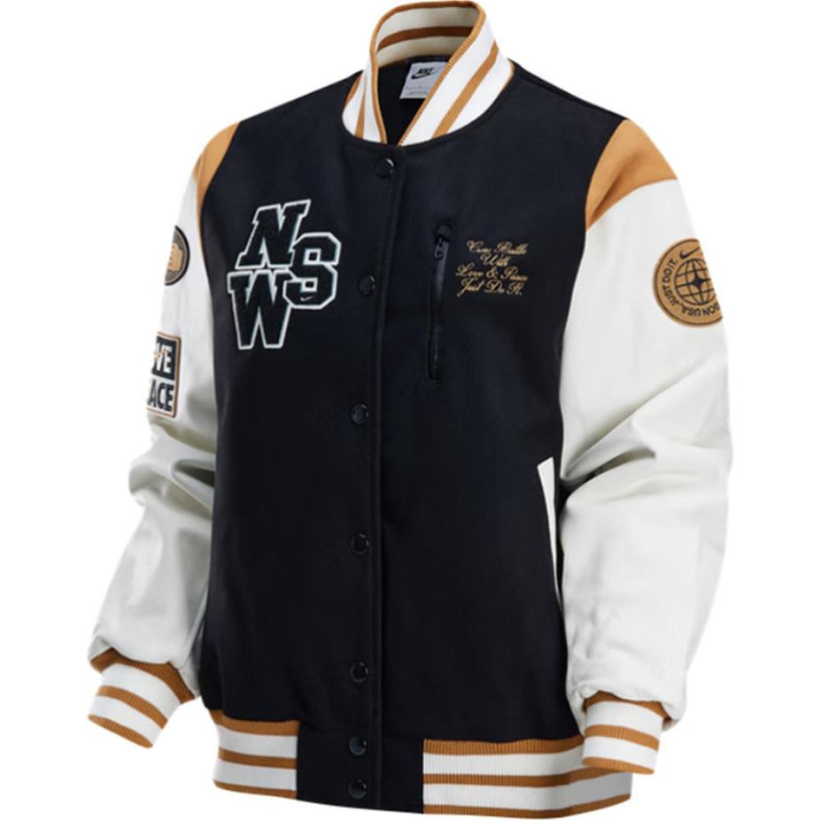 (Women) Nike  Black Casual Colorblock Long-Sleeve Baseball Jacket HQ4748-010