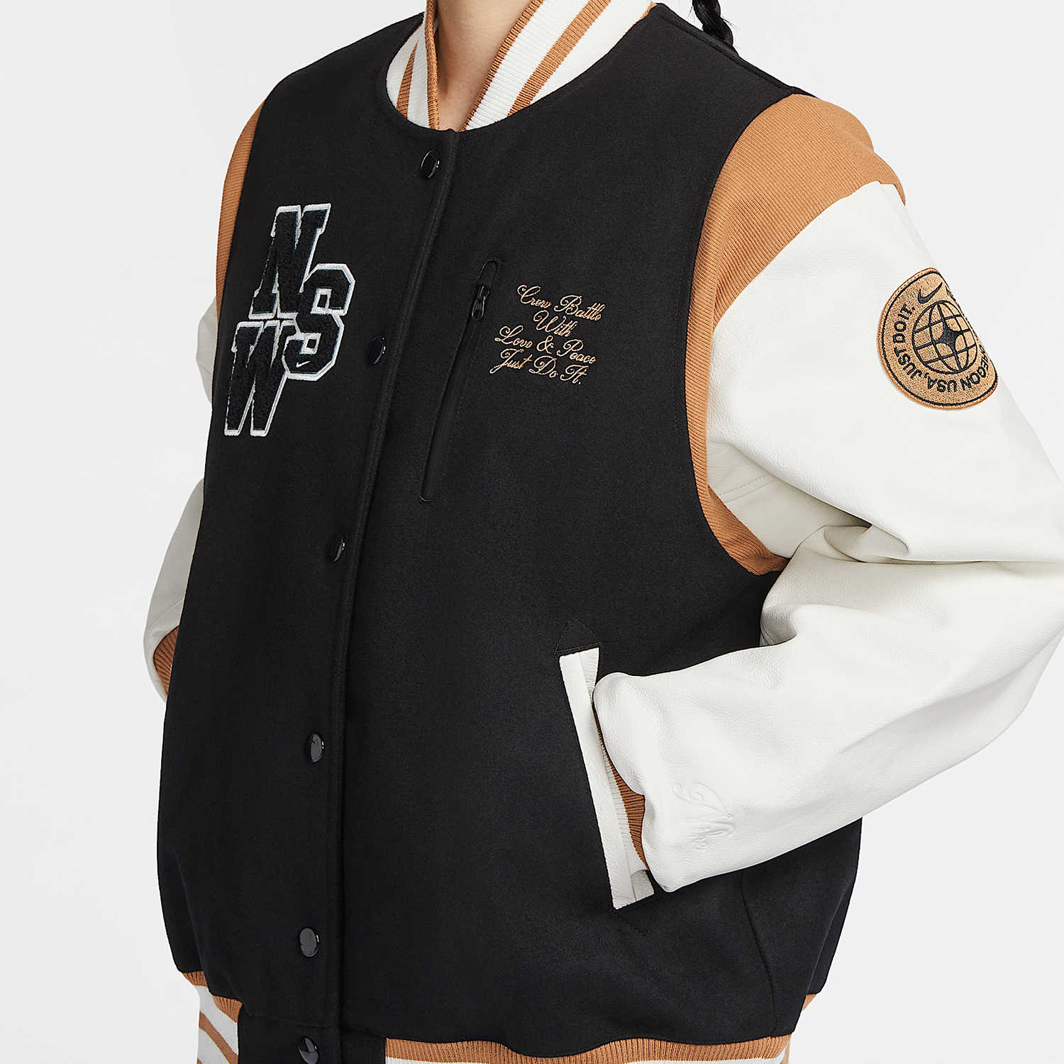 Purchase (W) ナイキ ブラック カジュアル カラーブロック 長袖 ベースボールジャケット HQ4748-010