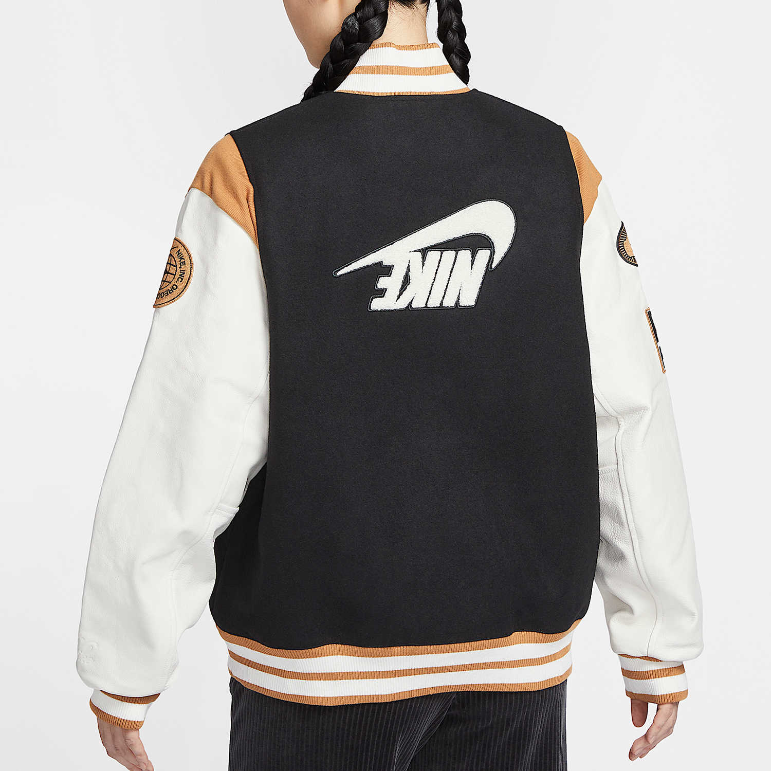 Details for (W) ナイキ ブラック カジュアル カラーブロック 長袖 ベースボールジャケット HQ4748-010