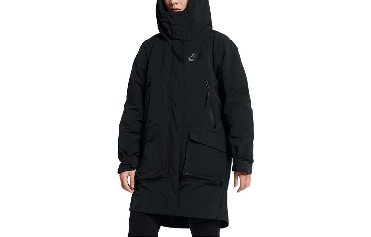 Order (Women) Nike  Black Logo Print Long Sleeve Puffer Hoodie Jacket 939494-010