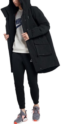 (Women) Nike Black Logo Print Long Sleeve Puffer Hoodie Jacket 939494-010 Shop (Women) Nike Black Logo Print Long Sleeve Puffer Hoodie Jacket 939494-010