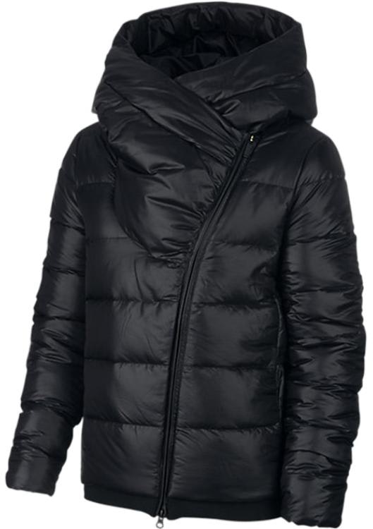 women-nike-black-quilted-down-jacket-with-logo-print-zipper-hoodie-winterwear-aj-7426-010