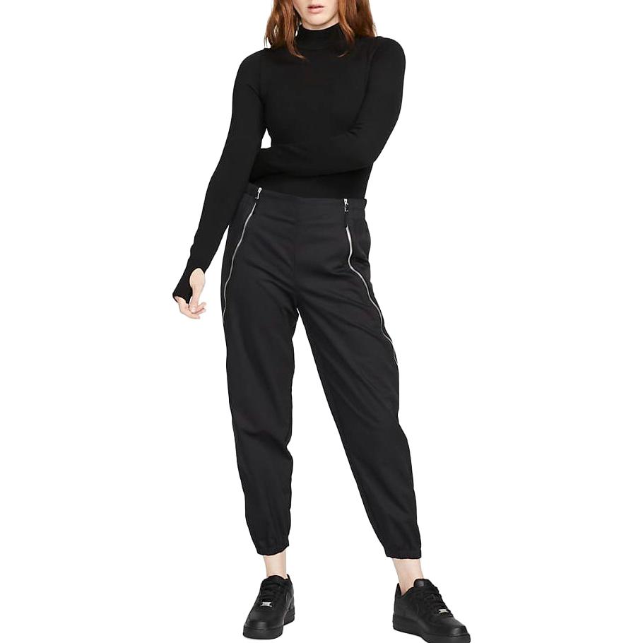 Shop (W) Nike 黑色輕量織物拉鍊運動長褲. DV7452-010