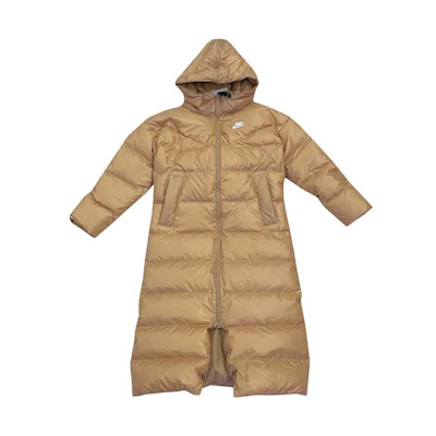 (Women) Nike Casual Long-Sleeve Hooded Down Jacket Khaki Color DV0571-200