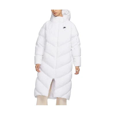 (Women) Nike Long Hooded Down Jacket White Casual Winter Coat FD8213-100
