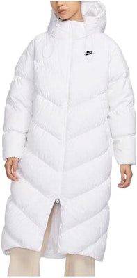 (W) ナイキ ロングフード付きダウンジャケット ホワイト カジュアル冬コート FD8213-100 Order (W) ナイキ ロングフード付きダウンジャケット ホワイト カジュアル冬コート FD8213-100