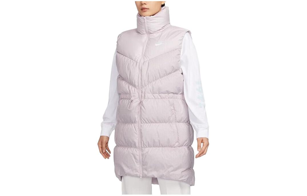 (Women) Nike  Pink Puffer Vest with Logo and High Collar Zip Design. FN0031-019
