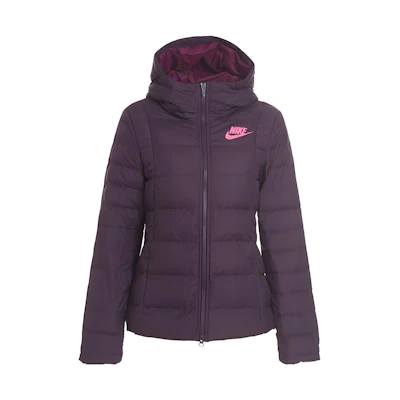 (Women) Nike Slim Fit Hooded Down Jacket Long Sleeve Deep Red. AJ7424-670