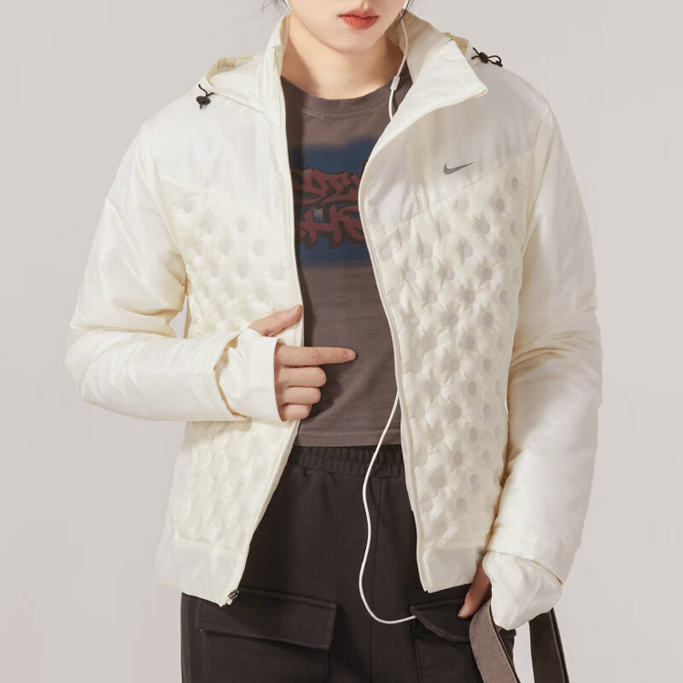 (Women) Nike  White Solid Color Windbreaker Jacket with Hoodie FB7604-110 圖 5