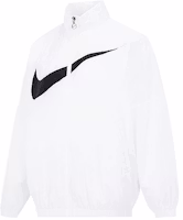 (Women) Nike White Windbreaker Jacket with Logo Print and Stand Collar. DX5865-100 (Women) Nike White Windbreaker Jacket with Logo Print and Stand Collar. DX5865-100