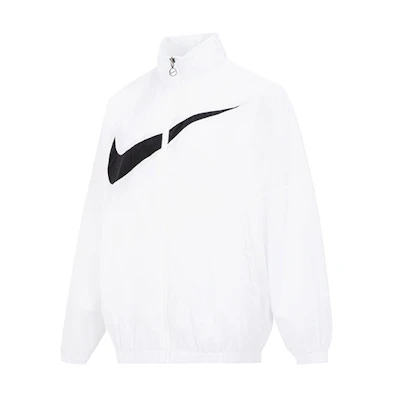 (Women) Nike White Windbreaker Jacket with Logo Print and Stand Collar. DX5865-100