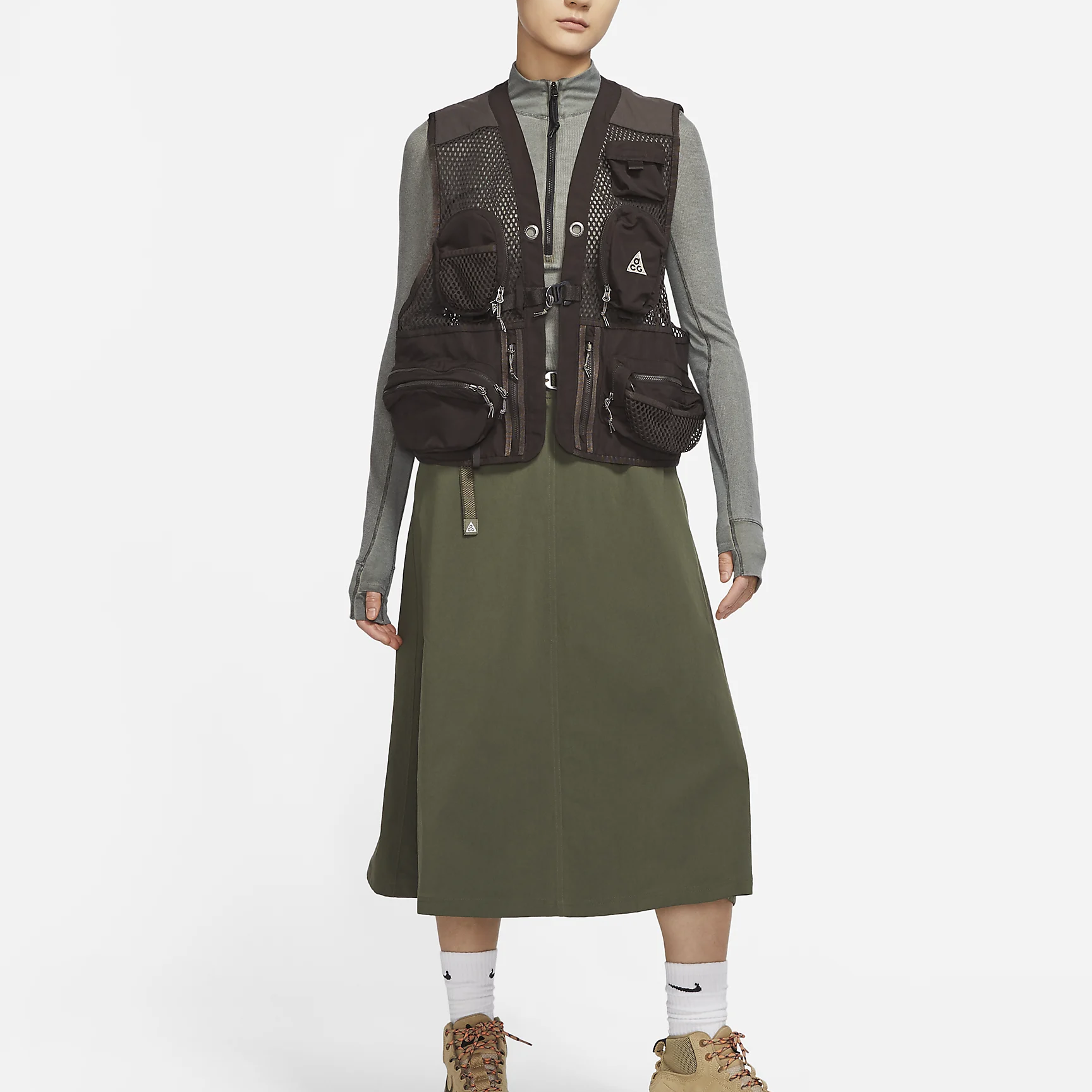 Shop (W) Nike ACG Rompi Olahraga Jala Coklat Hijau Multi-Saku DN3920-220