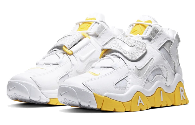 Lookbook Nike Air Barrage Mid 中筒 復古籃球鞋 女款 白黃