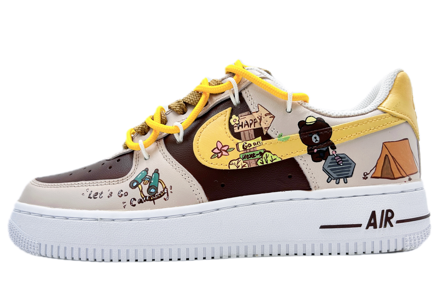 Buy (W) 耐克空军一号低帮"卡通油画可爱熊" DD8959-100-452436